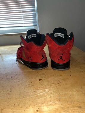 Jordan Red and Black Suede High-Top Sneakers